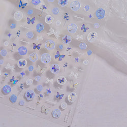 Delicate Tender Purple Butterfly Seal Pattern Insect Shiny Golden Stroke Nail Art Decoration Sticker Dressy Laser Manicure Decal (ONLINE ORDER ONLY)