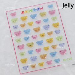 Charm Retro Bear Candy Cake Bowknot Rabbit Bunny Strawberry Footprint Muffin 3D Adhesive Nail Art Stickers Chic Manicure Decals (ONLINE ORDER ONLY)