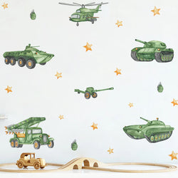 Cartoon Tank Helicopter Wall Stickers Kids Room Decor (Online Order Only)