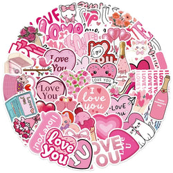 10/30/50PCS Cartoon I Love You Sticky PVC Sticker Aesthetic DIY Decoration Scrapbooking Hand Accounting Supplies for Kids (ONLINE ORDER ONLY)