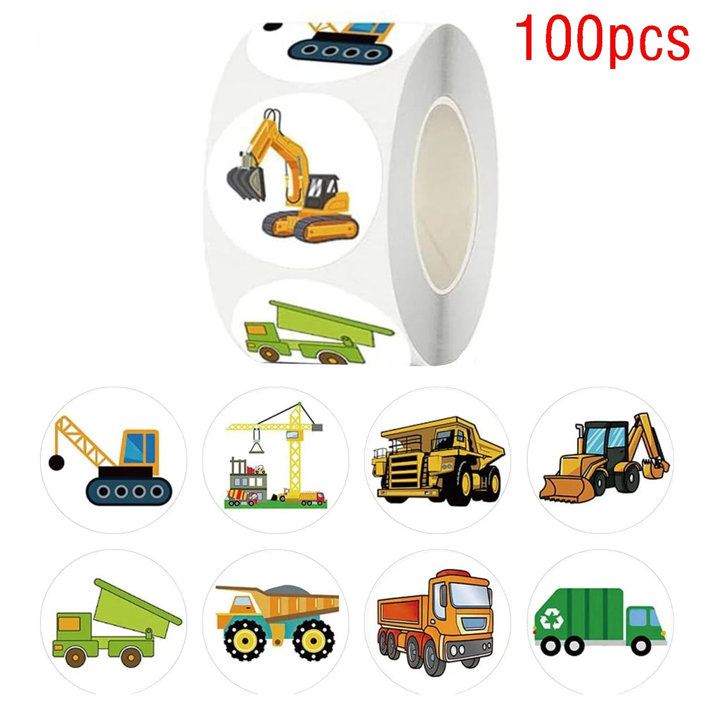 100-500pcs Engineering Vehicle Toys Stickers For Kids Toys Decals For School Reward Students Laptop Phone Sticker Labels (Online Order Only)