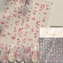 Pink Purple Orchid Hibiscus Rosa-sinensis Flower Butterfly Antique Lattice Window Adhesive Nail Art Stickers  Manicure Decals (Online Order Only)