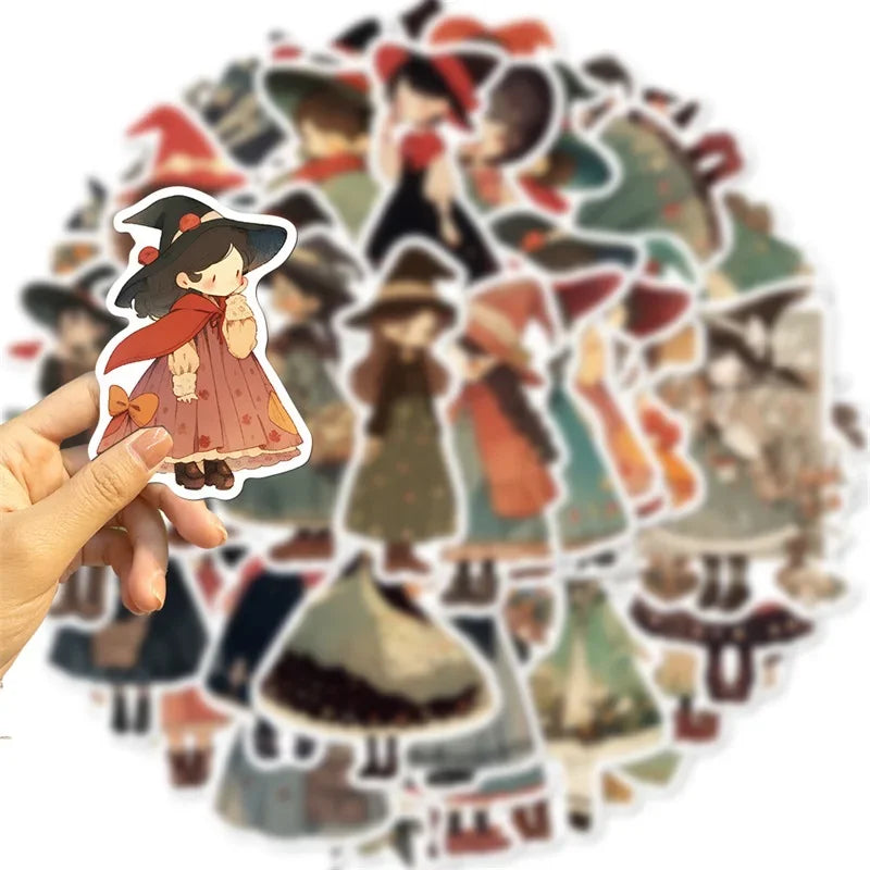 10/30/50PCS Cartoon Q Witch PVC Sticker Aesthetic Children's Korean Decoration Scrapbooking Stationery School Supplies for Kids (ONLINE ORDER ONLY)