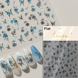Dried Flowers Rose Butterfly Love Heart Golden Stroke Flying Crane Silver Adhesive Nail Art Stickers Rhinestone Manicure Decals (ONLINE ORDER ONLY)
