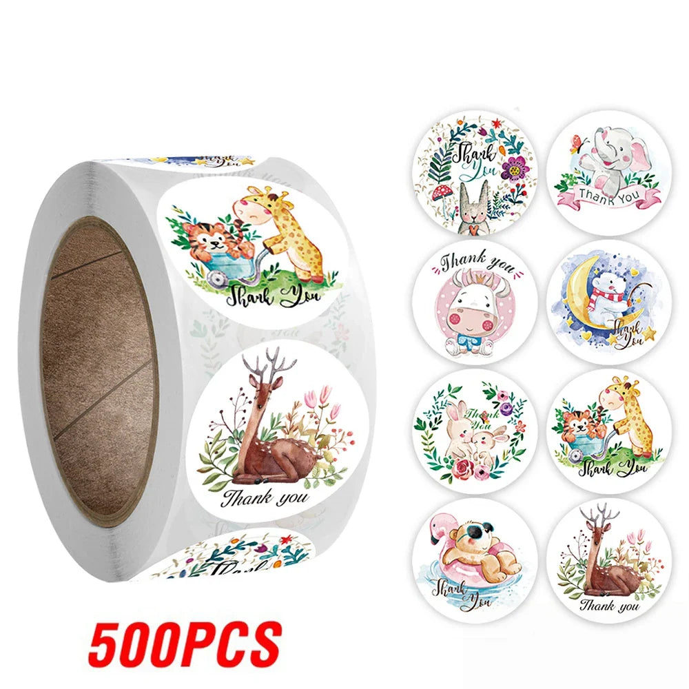 100-500pcs Round Cartoon Animal stickers for kids Teacher Reward Encourage Sticker Office Stationery for children 1inch (ONLINE ORDER ONLY)