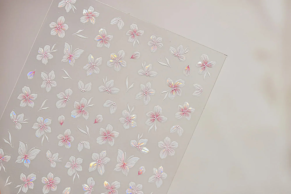 Embossed Flower Pink Butterfly Lucky Peach Blossom Chic Spring Petal 5D Soft Relief Adhesive Nail Art Stickers Manicure Decals (Online Order Only)