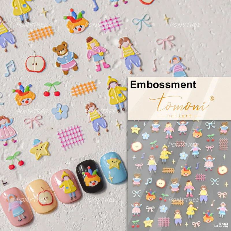 Squirrel Mushroom Apple Strawberry Cherry Pinecone Ginkgo Leaf Self Adhesive Nail Art Stickers Butterfly Flower Manicure Decals (ONLINE ORDER ONLY)