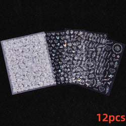 12pcs 3D Golden Glitter Heart Love Nail Stickers Valentine Self Adhesive Cute Cartoon Decal Geometry Slider Manicure Decoration* (ONLINE ORDER ONLY)
