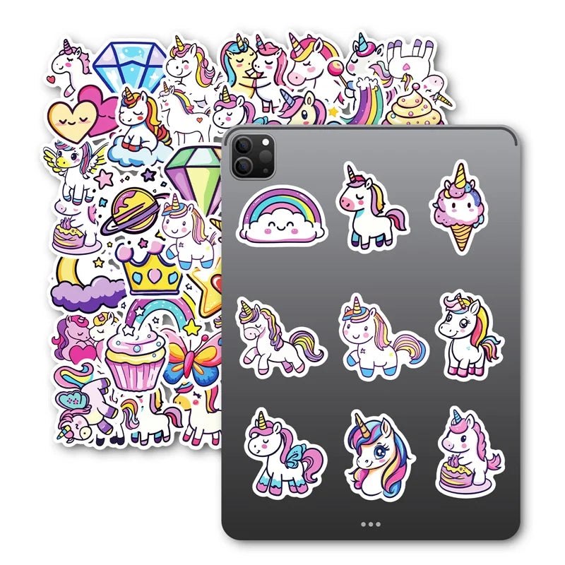 10/30/50PCS Kawaii Love Unicorn PVC Sticker Aesthetic DIY Korean Decoration Scrapbooking Hand Accounting Supplies for Kids (Online Order Only)