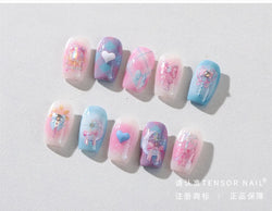 Pink Bowknot Star Moon Starburst Sun Polar Day Polar Night Sword Rose Flower Wreath Adhesive Nail Art Stickers Manicure Decals (ONLINE ORDER ONLY)