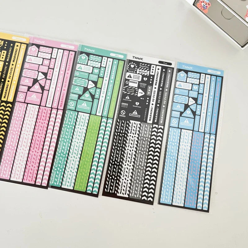Korean Ins Cool Warning Strip Sticker Diary Hand Account Idol Card DIY Album Decoration Scrapbooking Stickers Kawaii Stationery (Online Order Only)