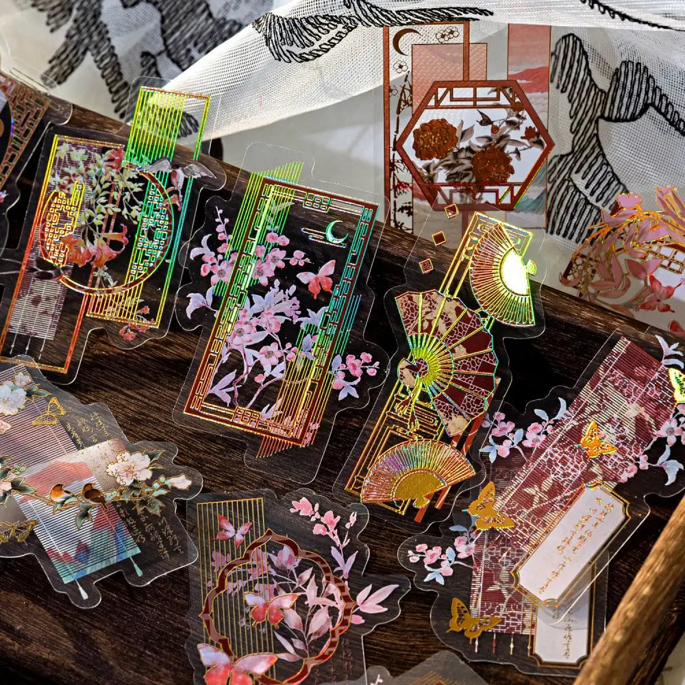 Mr.Paper 20 Sheets PET Sticker Pack - 3D Gold Chinese Style Collage Material (Online Order Only)