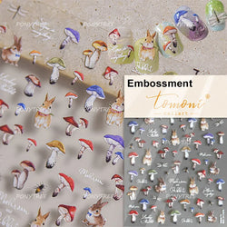 Squirrel Mushroom Apple Strawberry Cherry Pinecone Ginkgo Leaf Self Adhesive Nail Art Stickers Butterfly Flower Manicure Decals (ONLINE ORDER ONLY)