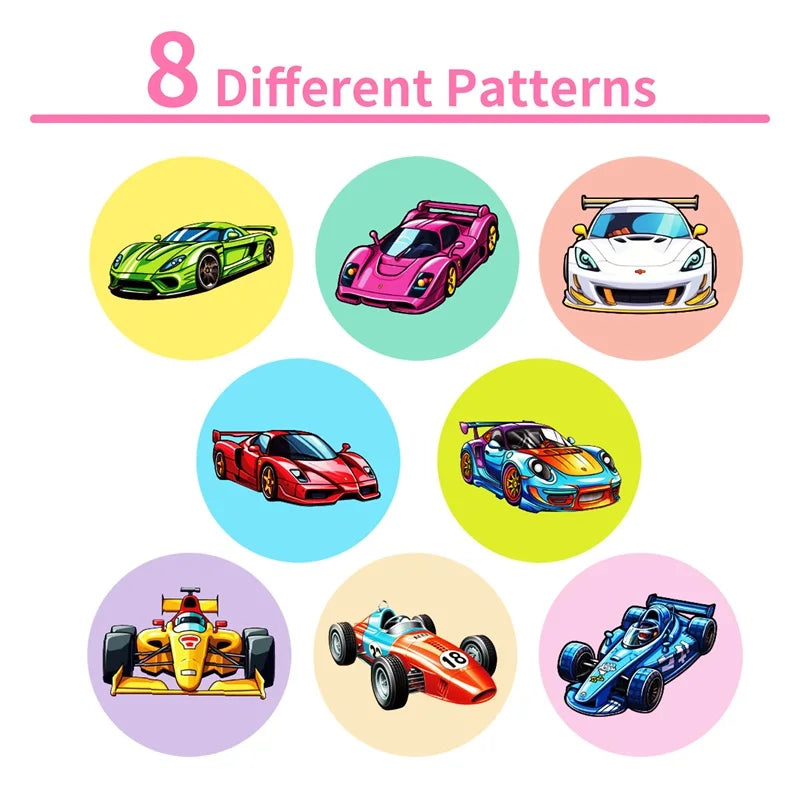 500PCS Cartoon Speed Car Sticky Paper Sticker Labels Thank You Sticker Sealing Stationery Supplies DIY Decoration Scrapbooking (ONLINE ORDER ONLY)