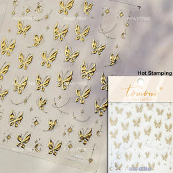 Charming Pink Purple Embroidery Gradual Butterfly Flowers Green Leaf 5D Tender Self Adhesive Nail Art Stickers Manicure Decals (ONLINE ORDER ONLY)
