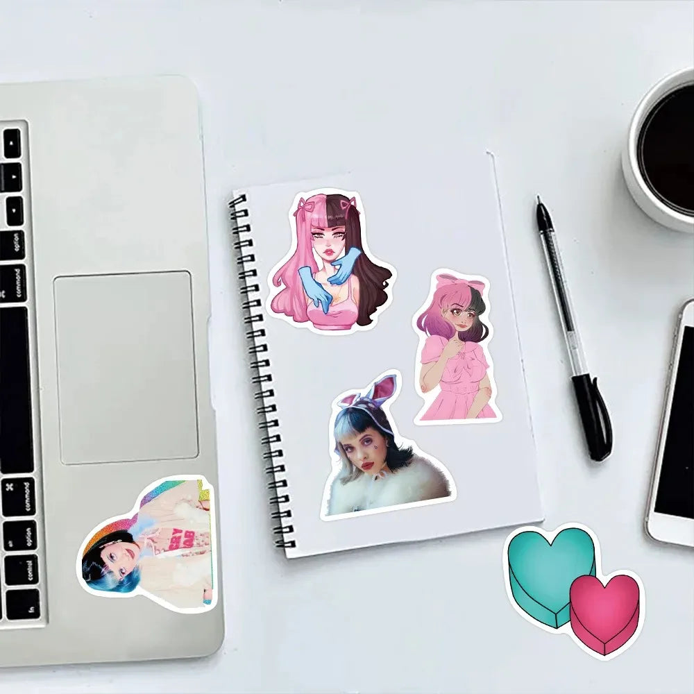 10/50PCS Singer Melanie Martinez Stickers Cartoon Decals DIY Scrapbook Album Suitcase Laptop Fridge Car Wall Sticker Kids Toy (Online Order Only)