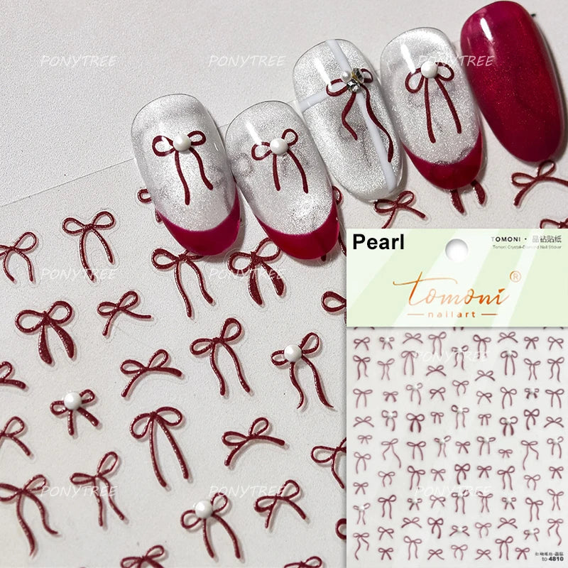 Cute Pet Creamy Rabbit Bear Dog Ribbon Bowknot Lamb Red Painted Heartbeat Flowers Adhesive Nail Art Stickers 3D Manicure Decals (Online Order Only)
