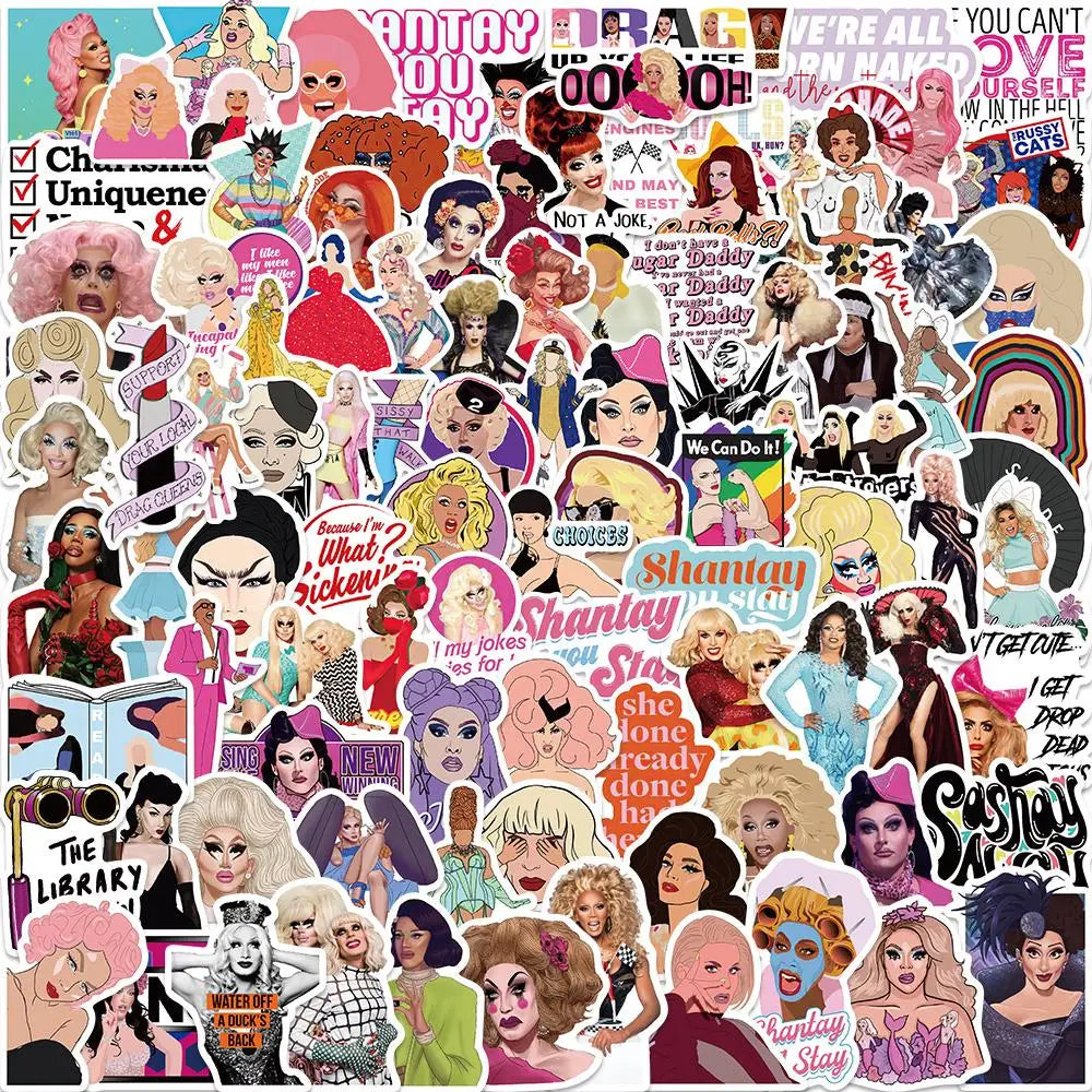 RuPaul's Drag Race Stickers 50/100PCS Cartoon DIY Decals for Cars, Luggage, Guitar, Laptop (Online Order Only)