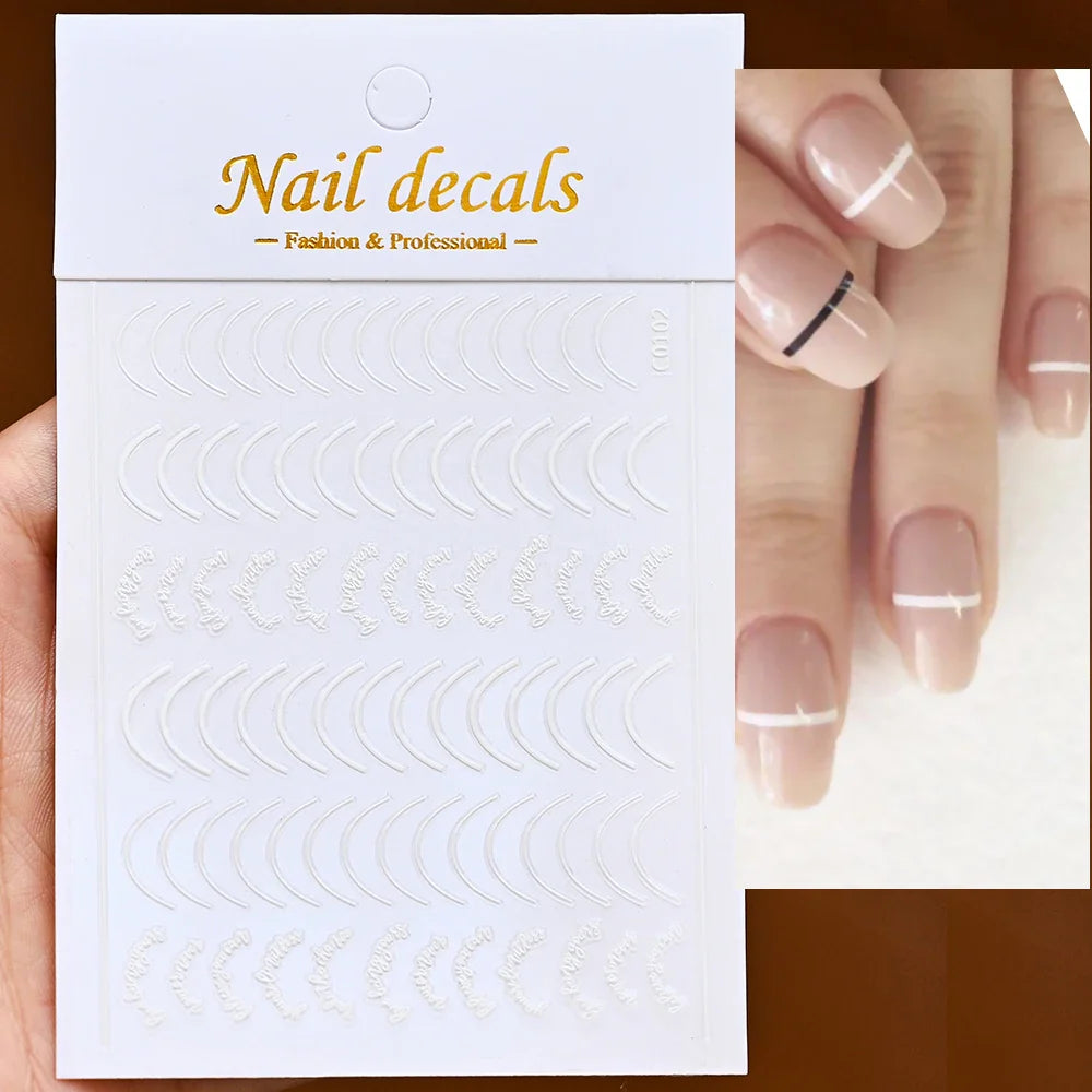 1Pc Laser Silver Gold Lines Stripe Nail Sticker Metal Strip Luxury Nails Slider Self Adhesive Slider Papers Transfer Stickers *& (Online Order Only)