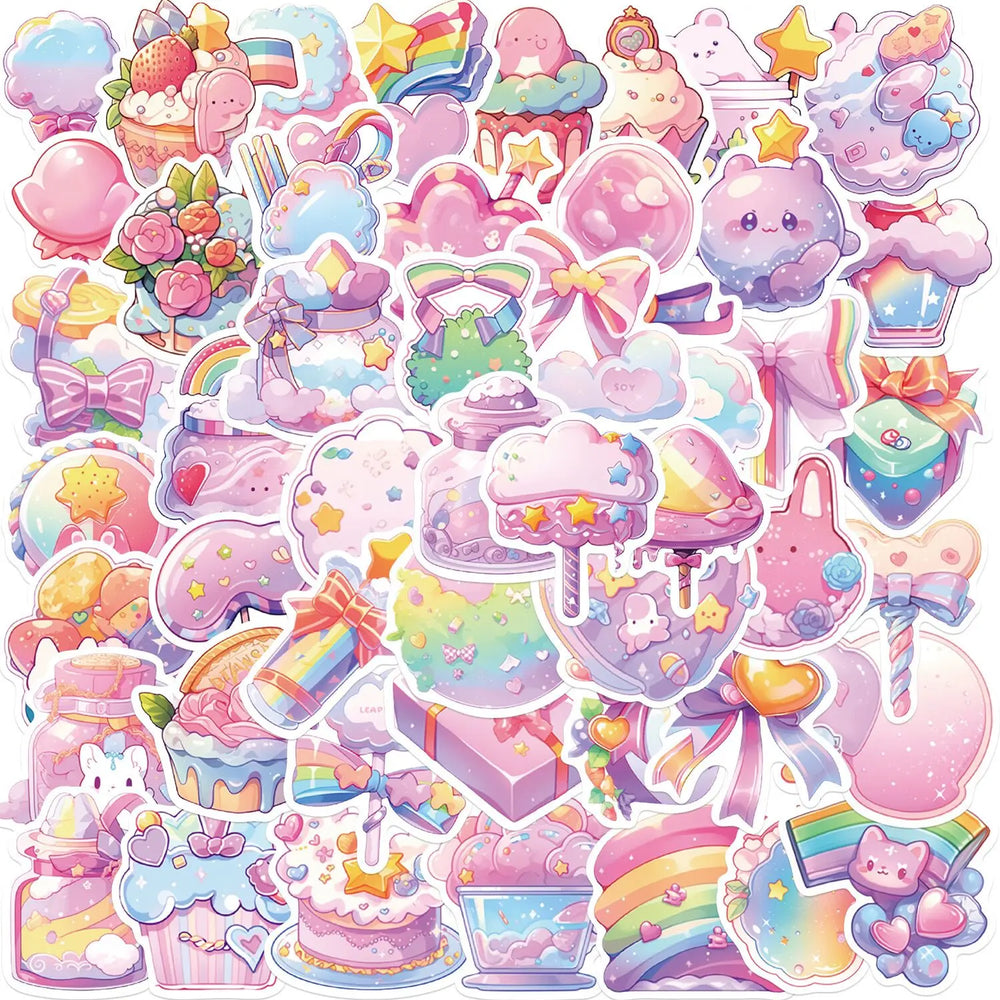 10/50PCS Kawaii Cartoon Colorful Dessert Candy Stickers Graffiti Laptop Bottle Box Luggage DIY Kids Gift Decoration Sticker Tpy (ONLINE ORDER ONLY)