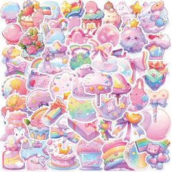 10/50PCS Kawaii Cartoon Colorful Dessert Candy Stickers Graffiti Laptop Bottle Box Luggage DIY Kids Gift Decoration Sticker Tpy (ONLINE ORDER ONLY)