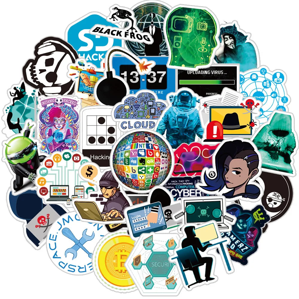 Hacker Programming Stickers Pack - Waterproof DIY Laptop Skateboard Phone Decals (ONLINE ORDER ONLY)
