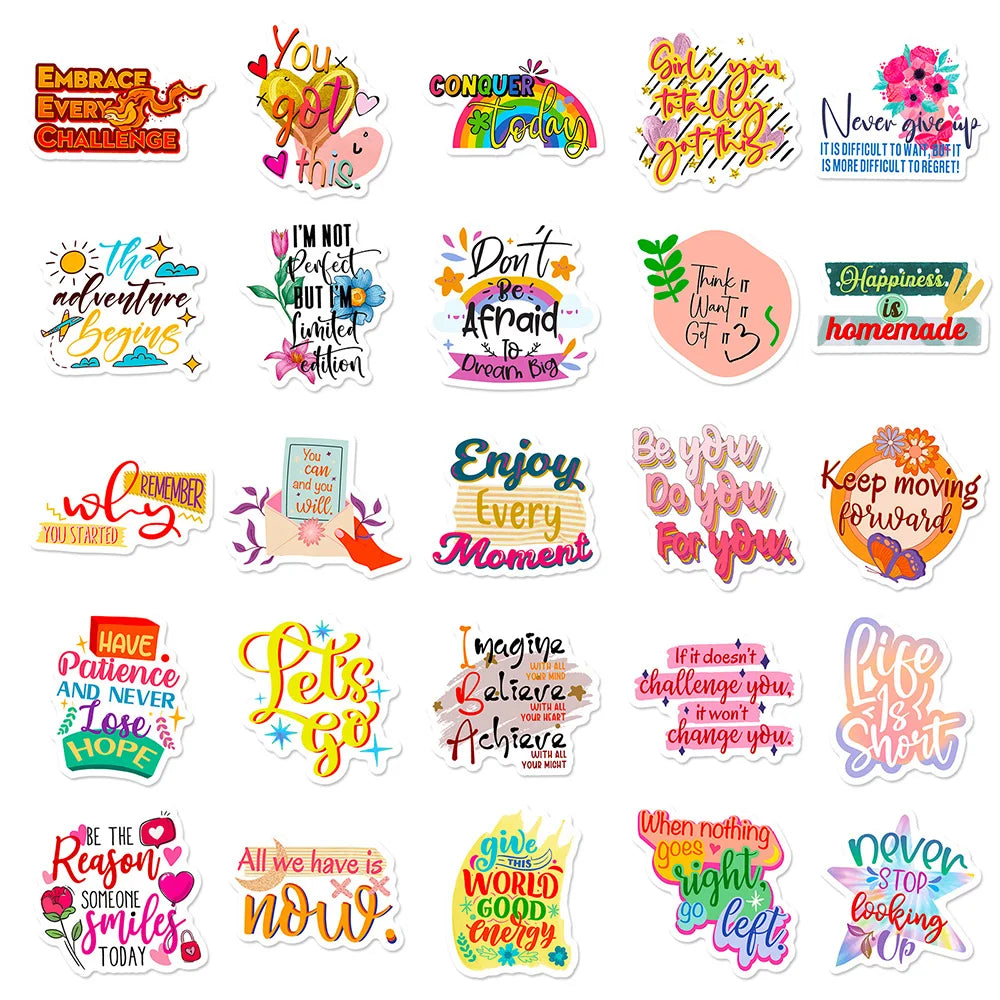 10/30/50/100pcs Cute INS Inspirational Quote Graffiti Stickers Decals Laptop Notebook Phone Suitcase Stationery Sticker Kids Toy (ONLINE ORDER ONLY)