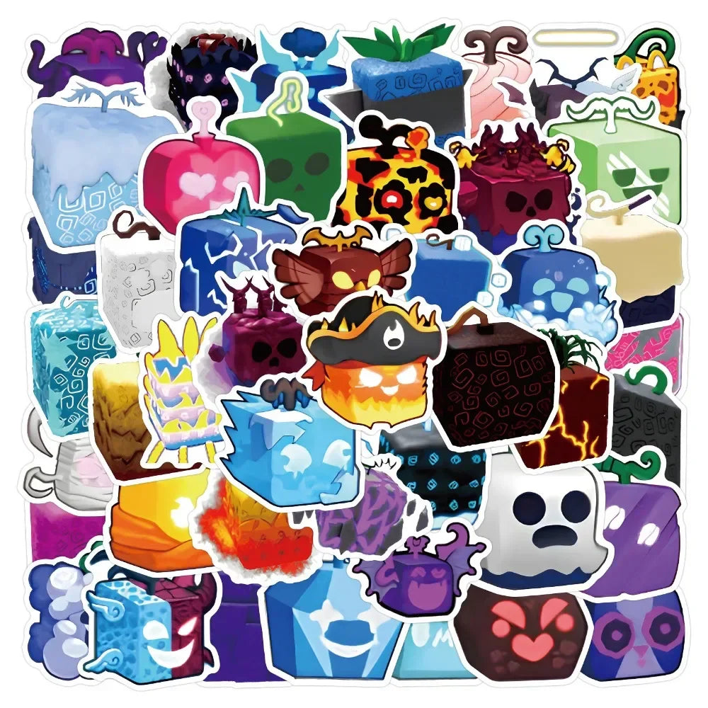 10/50Pcs BLOX FRUITS Graffiti Stickers Laptop Computer Phone Luggage Guitar Waterproof Graffiti Bicycle Vinyl Stickers (ONLINE ORDER ONLY)