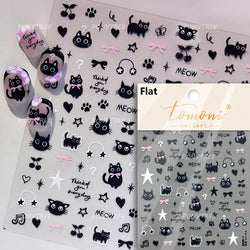 Colourful Cherry Abundant Fruits Bowknot Shiny White Line Outline Self Adhesive Nail Art Stickers Chic Rhinestone Manicure Decal (ONLINE ORDER ONLY)