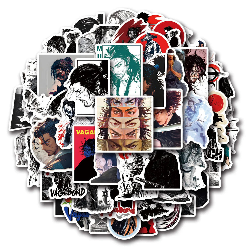 10/30/50/110PCS Vagabond Anime Stickers Japan Cartoon Sticker Cool Warrior Sticker Fridge Laptop Guitar Phone Bike Decoration (ONLINE ORDER ONLY)