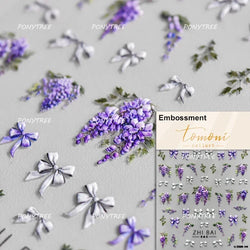 Chic Wild Flower Oil Painting Small Variegated Daisy Peach Blossom Lavender Petal Adhesive Nail Art Stickers Manicure Decals (Online Order Only)