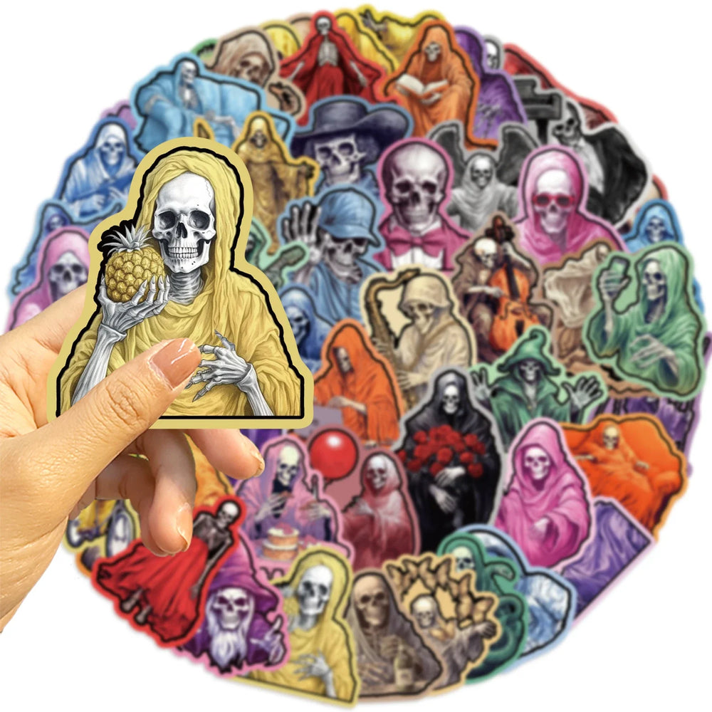 55pcs Cool Cartoon Skull Waterproof Stickers Skateboard Car Phone Laptop Luggage Motorcycle Bike Decoration Sticker Decals (ONLINE ORDER ONLY)