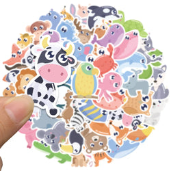 52pcs Cute Cartoon Animals Stickers For Laptop Guitar Luggage Skateboard DIY Waterproof Graffiti Bicycle Car Decals Kids Toy (ONLINE ORDER ONLY)