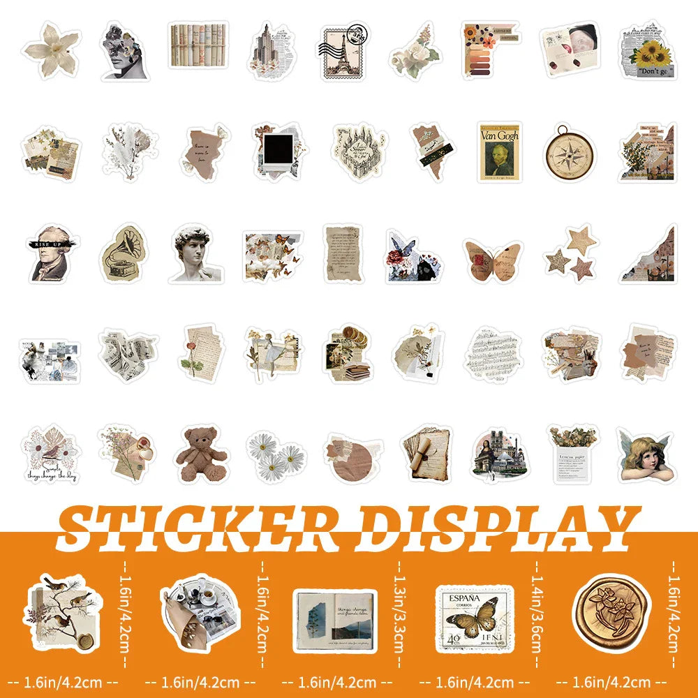10/30/50/100pcs Retro Cartoon Art Ins Style Stickers Vintage Decals Laptop Fridge Phone Scrapbook Funny Stationery Sticker Toys (Online Order Only)