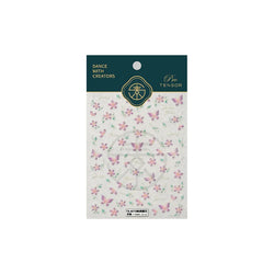 Charming Pink Purple Embroidery Gradual Butterfly Flowers Green Leaf 5D Tender Self Adhesive Nail Art Stickers Manicure Decals (ONLINE ORDER ONLY)