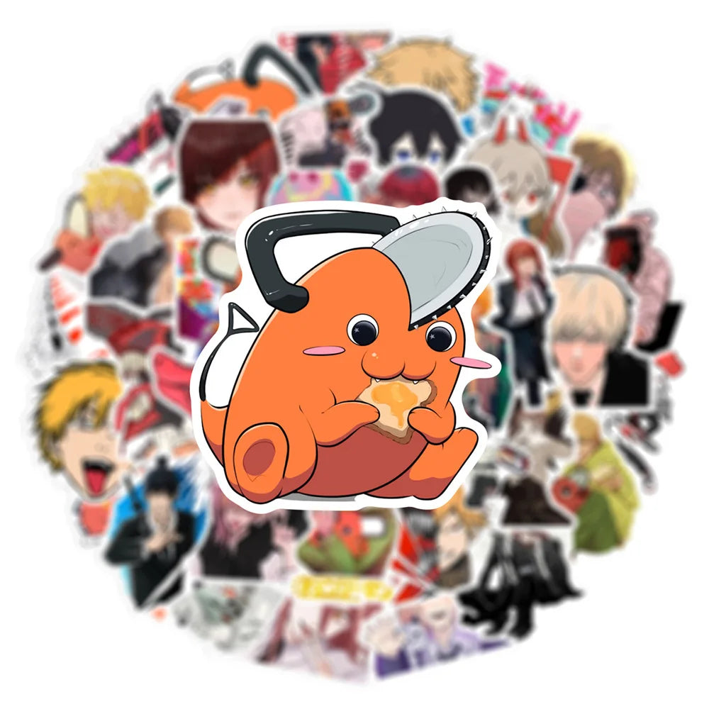 10/30/50pcs Classic Anime Chainsaw Man Cool Stickers Decals Skateboard Phone Case Guitar Cartoon Waterproof Decoration Sticker (ONLINE ORDER ONLY)