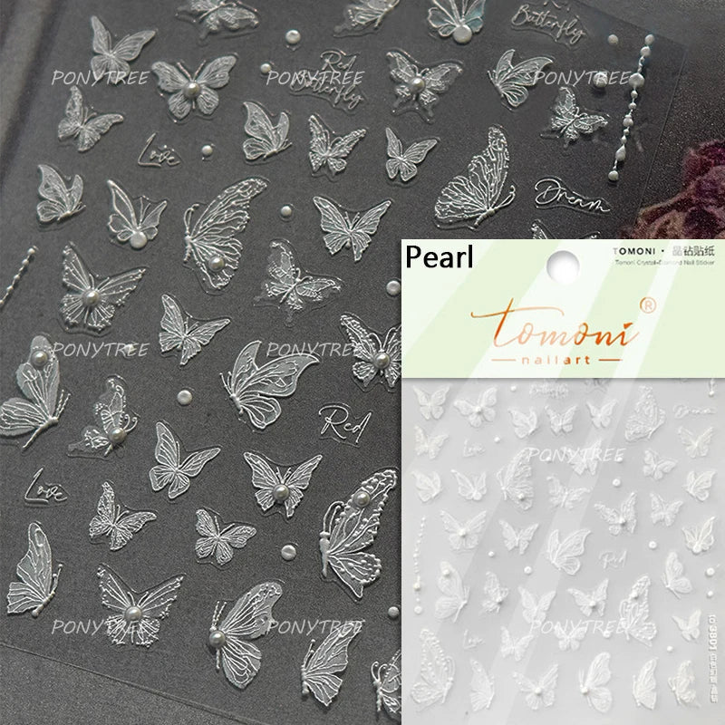 Transparent Purple Pink Gradient Wing Pinion Feather Housefly Wings Shiny Adhesive Nail Art Decoration Stickers Manicure Decals (ONLINE ORDER ONLY)