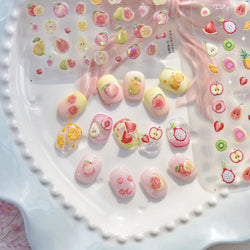 Fruit Paradise Guava Strawberry Pear Peach Orange Watermelon Pitaya Cherry Kiwifruit Pineapple Nail Art Stickers Manicure Decals (ONLINE ORDER ONLY)
