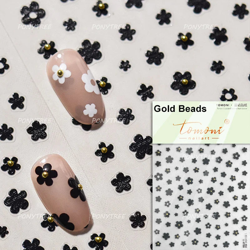 Peach Blossom Gradual Pink Petal Flower Line Bowknot Hot Stamping Halo Dyeing Delicate Adhesive Nail Art Sticker Manicure Decals (ONLINE ORDER ONLY)