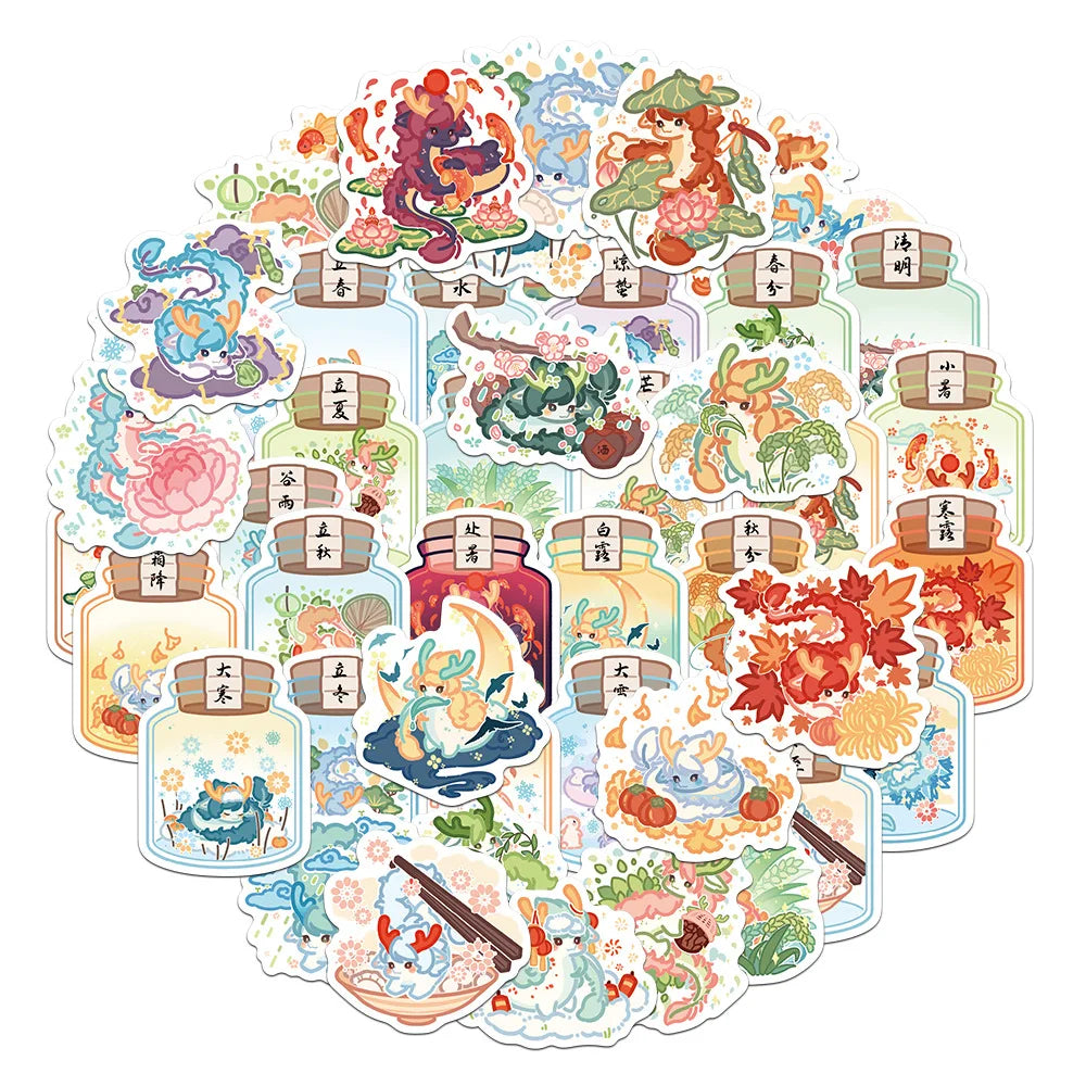 Dragon Cartoon Animal Stickers Decal for Laptop, Motorcycle, Luggage, Snowboard, Fridge - 10/30/48pcs (ONLINE ORDER ONLY)