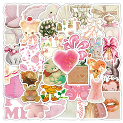 Kawaii Pink Coquette Girl Stickers Decals for Laptop, Scrapbook, Water Bottle, Phone, Guitar, Stationery - 10/30/50pcs (ONLINE ORDER ONLY)