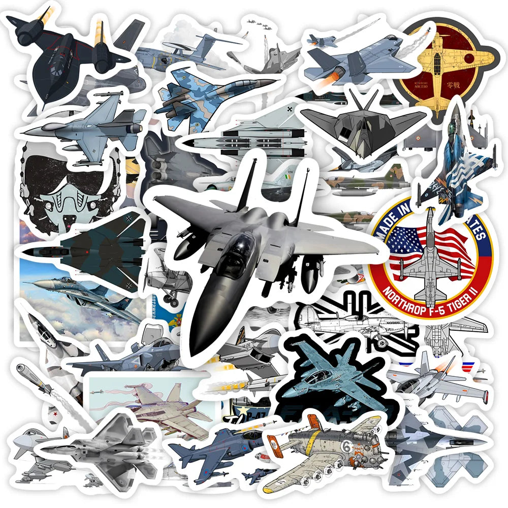 Cool Fighter Jet Aircraft Stickers F35 F16 MiG DIY Toy Decorative Decal for Phone Luggage Laptop Helmets Skateboards Waterproof (Online Order Only)