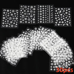 12pcs Cute Christmas Nail Decals Santa Claus Elk Penguin Snowman Cartoon Nail Stickers 3D Self-adhesive Sliders Manicure Decor * (Online Order Only)