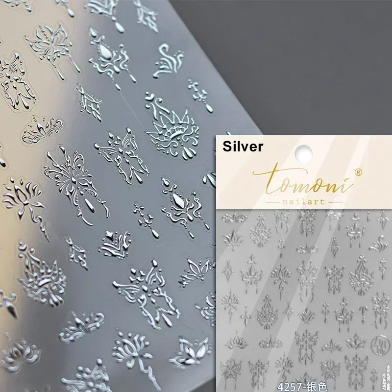 Delicate Tender Purple Butterfly Seal Pattern Insect Shiny Golden Stroke Nail Art Decoration Sticker Dressy Laser Manicure Decal (ONLINE ORDER ONLY)