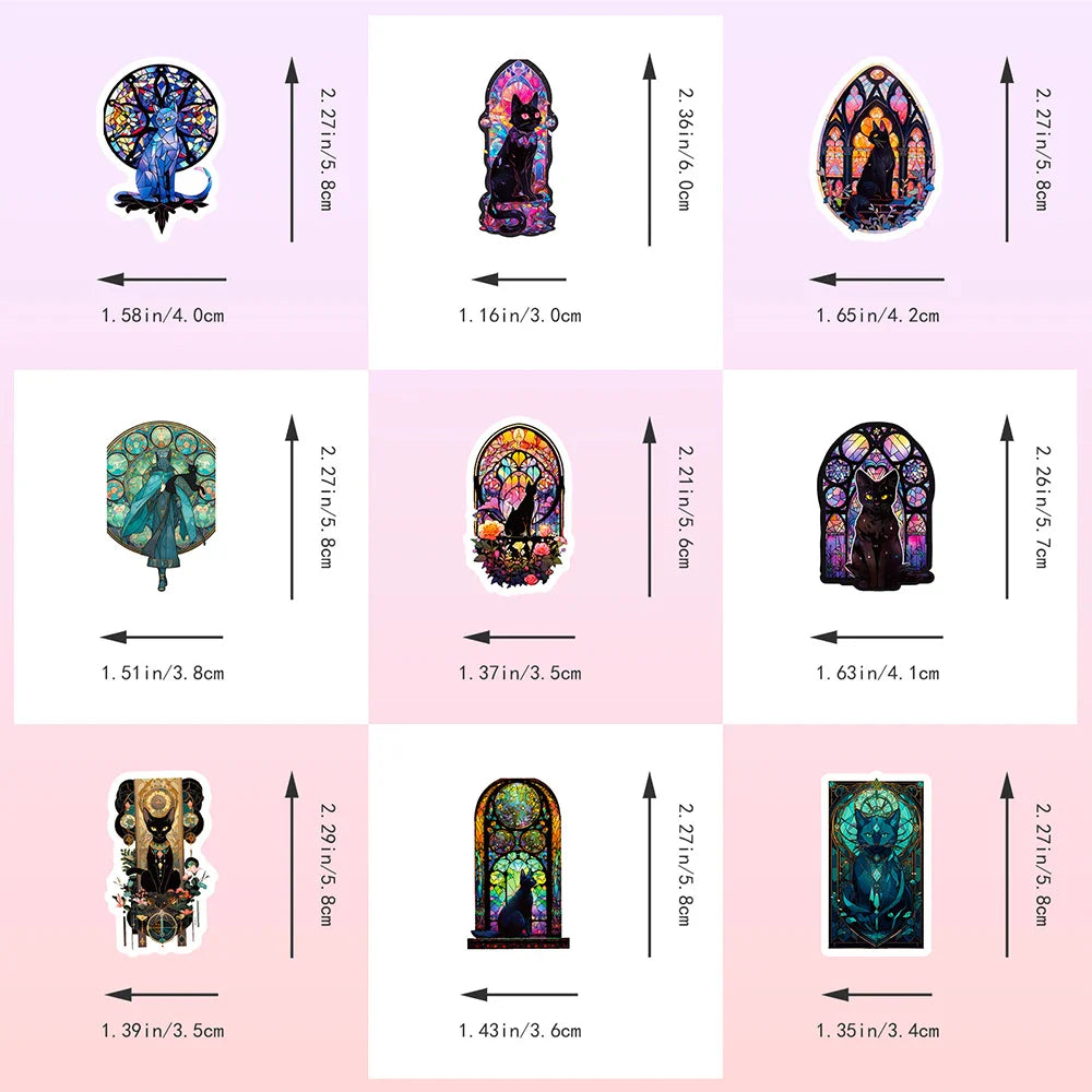 10/30/50pcs Gothic Dark Black Cat Moon Stickers Cool Aesthetic Goth Decals Toys Scrapbook Phone Luggage Car Decoration Sticker (ONLINE ORDER ONLY)
