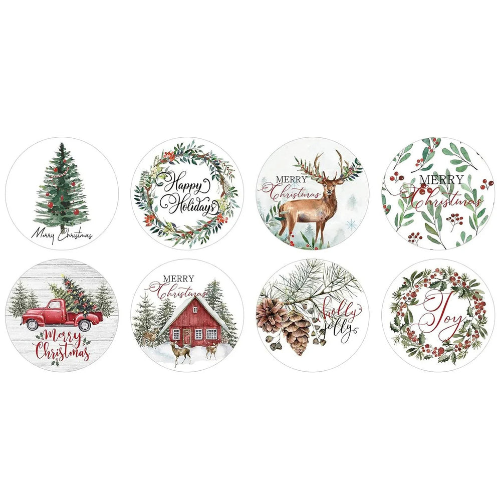 100-500pcs Merry Christmas Stickers 1 inch Self-adhesive Holiday Stickers For Christmas Decors Wedding Party Cards Label (Online Order Only)