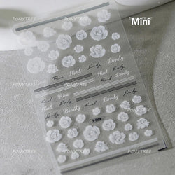 Watercolor Style Colourful Rose Flower Embossment Romantic Garden 5D Self Adhesive Nail Art Decoration Stickers Manicure Decals (ONLINE ORDER ONLY)