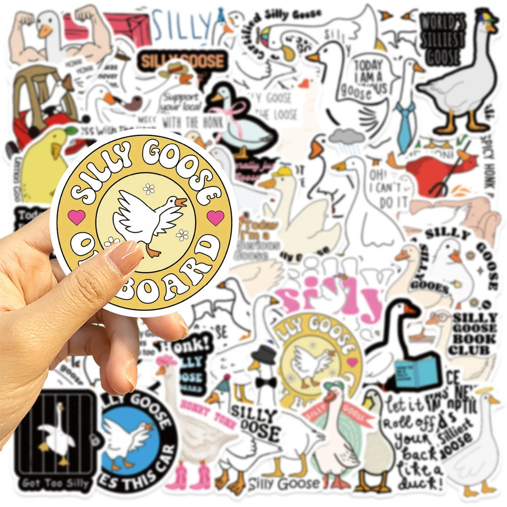 50PCS Cartoon Cute Silly Goose Sticker Decals Toys For Phone Laptop Luggage Skateboard Guitar DIY Graffiti Aesthetic Stickers (ONLINE ORDER ONLY)