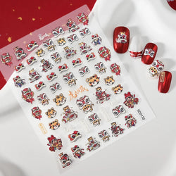 1pcs Cute Good Luck Lion Head Nail Art Sticker Chinese New Year 2025 Nail Decal 5D Reliefs Self Adhesive Design Decoras Decals * (ONLINE ORDER ONLY)