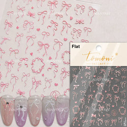 Cute Pet Creamy Rabbit Bear Dog Ribbon Bowknot Lamb Red Painted Heartbeat Flowers Adhesive Nail Art Stickers 3D Manicure Decals (Online Order Only)